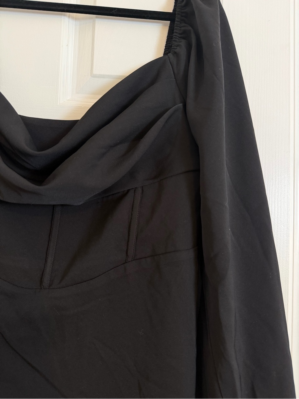 Princess Polly Lillie Long Sleeve Mini Dress Black NWT US 12 AU 16 Puff Sleeve - Picture 3 of 5